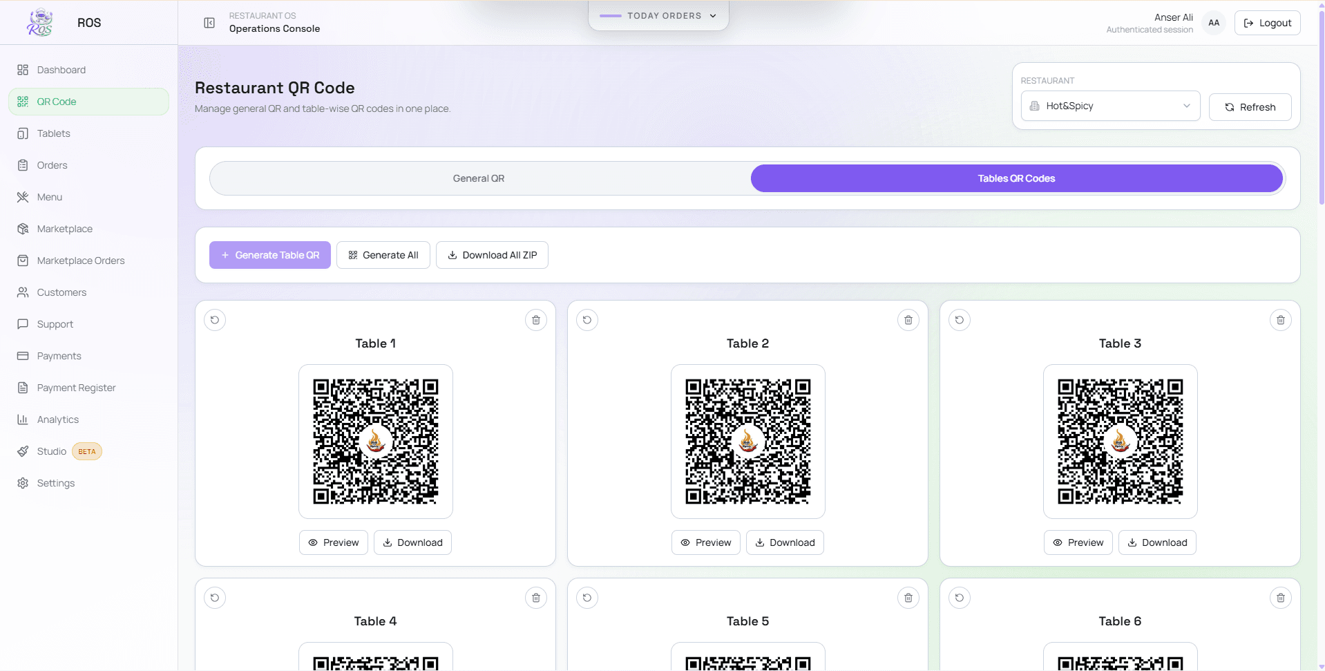 QR Ordering